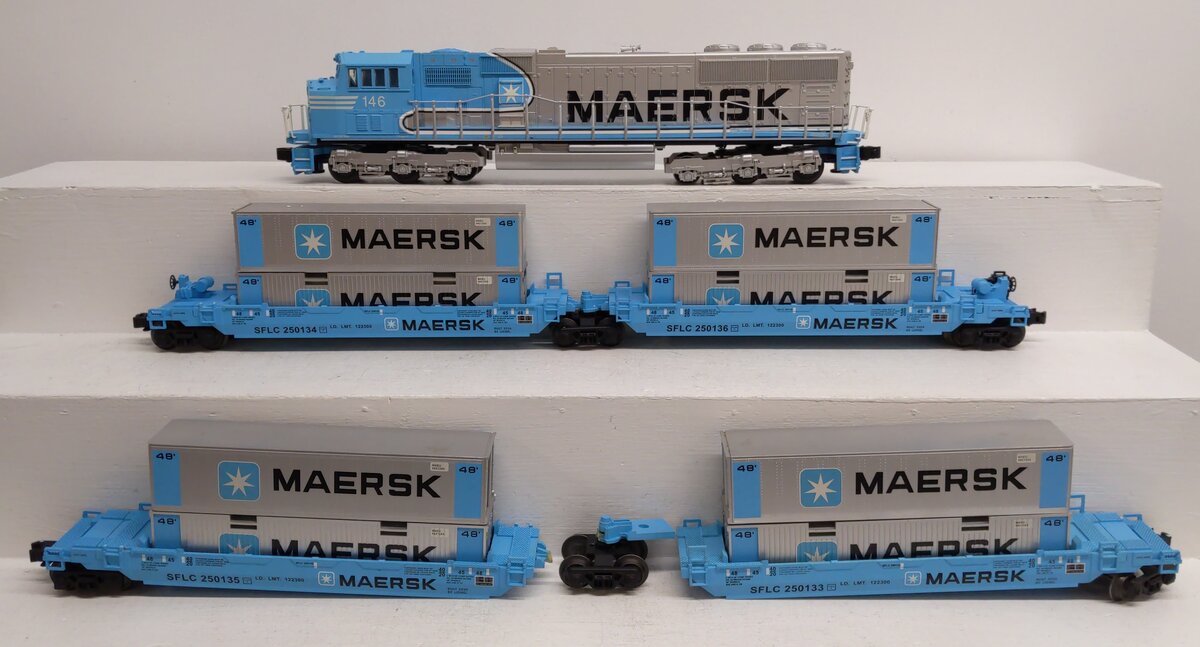 Lionel 6-21950 O Gauge Maersk SD-70 Diesel Maxi-Stack Set EX/Box