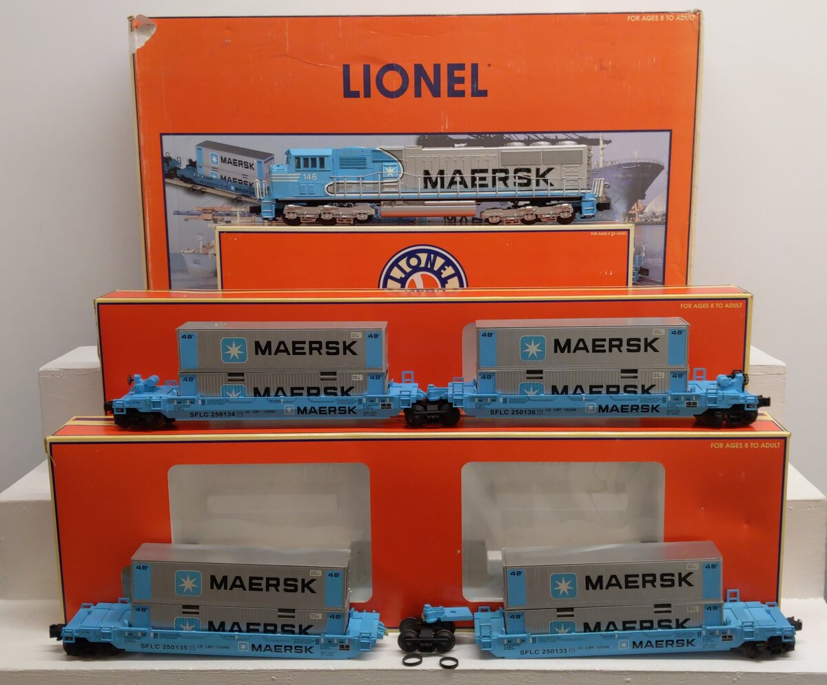 Lionel 6-21950 O Gauge Maersk SD-70 Diesel Maxi-Stack Set EX/Box