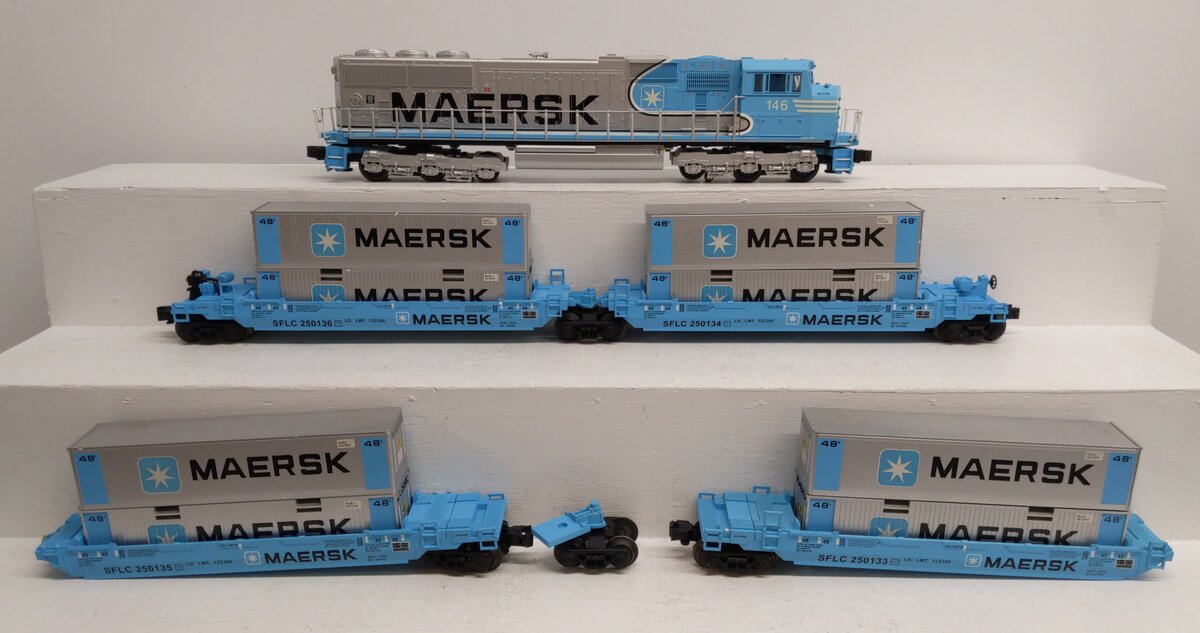 Lionel 6-21950 O Gauge Maersk SD-70 Diesel Maxi-Stack Set EX/Box