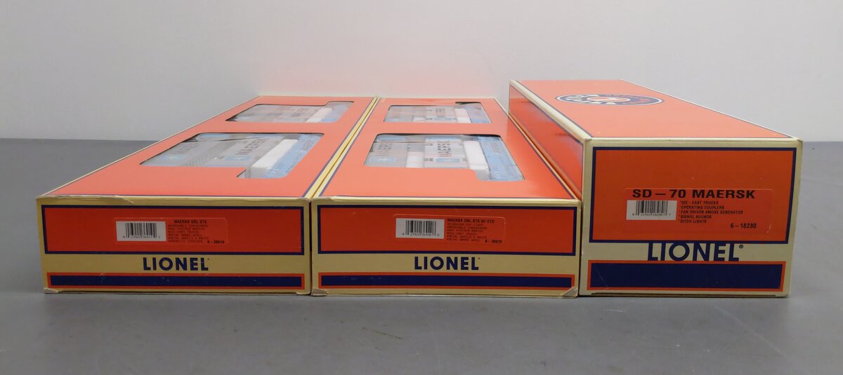 Lionel 6-21950 O Gauge Maersk SD-70 Diesel Maxi-Stack Set EX/Box