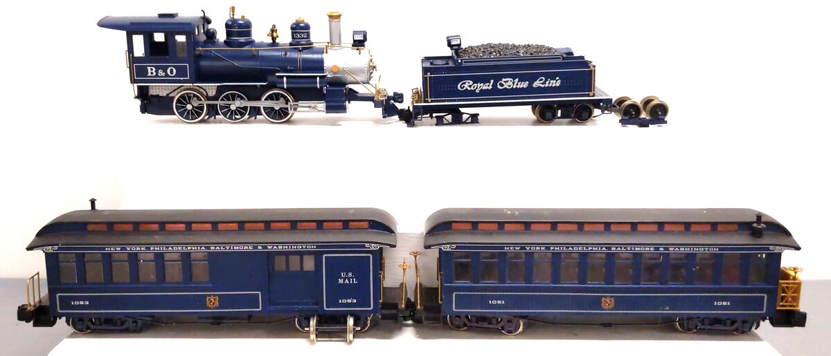 Bachmann 90016 G Scale Royal Blue Steam Train Set VG