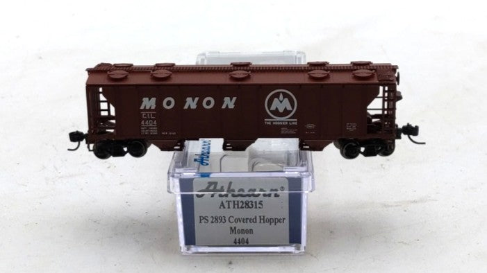 Athearn 28315 N Scale Monon PS-2 2893 3-Bay Covered Hopper Car #4404
