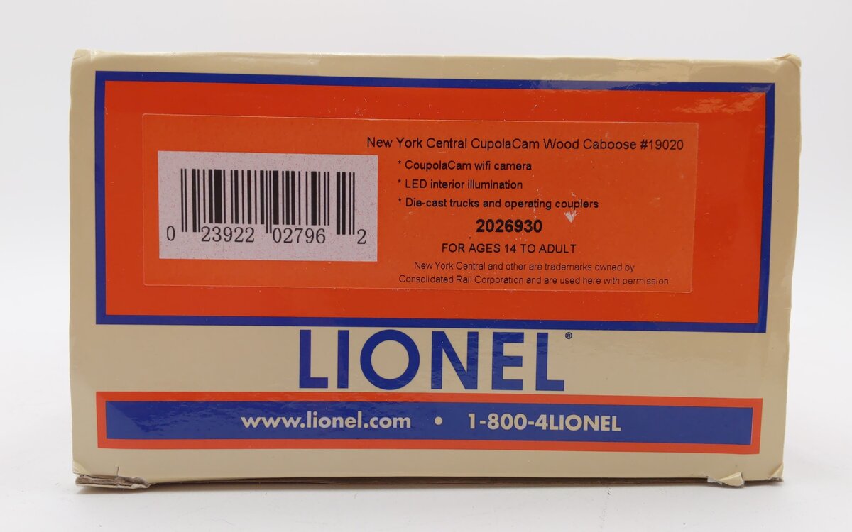 Lionel 2026930 O New York Central Cupola Caboose Car #19020