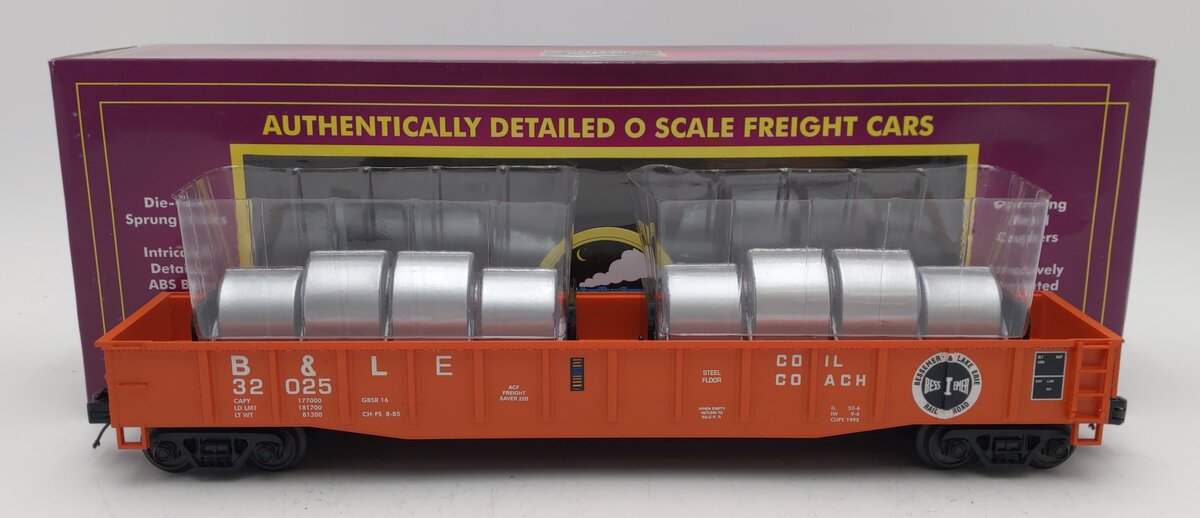 MTH 20-98926 O Scale Bessemer & Lake Erie Gondola Car w/Coil Steel Load #32025