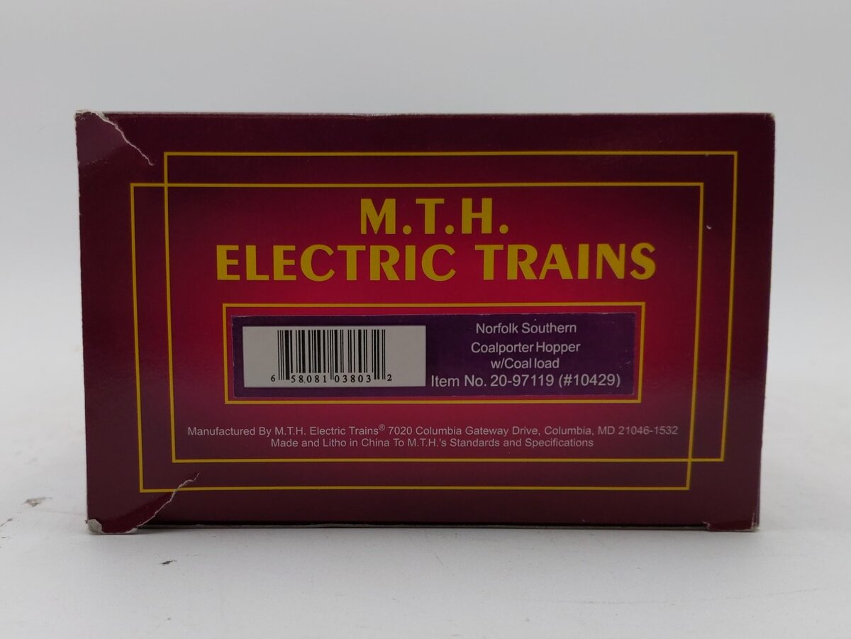 MTH 20-97119 Norfolk Southern Coalporter Hopper with Coal Load #10429 LN/Box