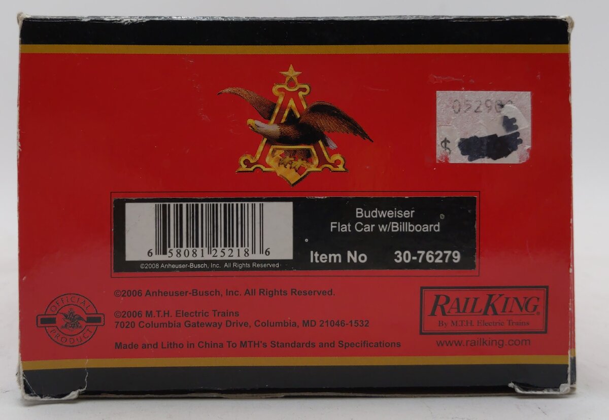 MTH 30-76279 O Budweiser Flat Car w/ Billboard