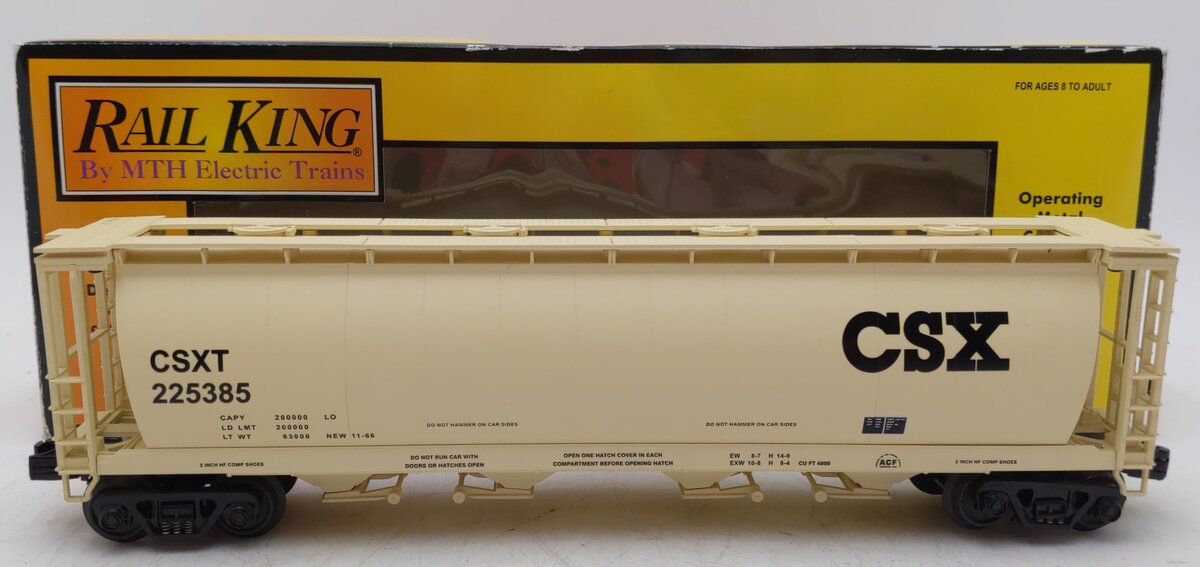 MTH 30-75249 CSX 4-Bay Cylindrical Hopper Car #225385 LN/Box