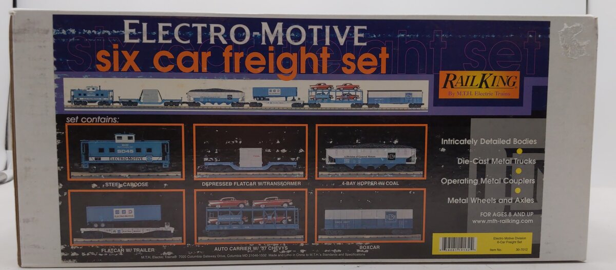 MTH 30-7012 O Electro Motive Division Freight Car Set (Set of 6) MT/Box