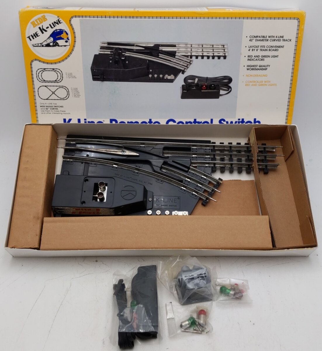 K-Line K-0376 O 42" Right Hand Remote Control Switch Turnout VG/Box