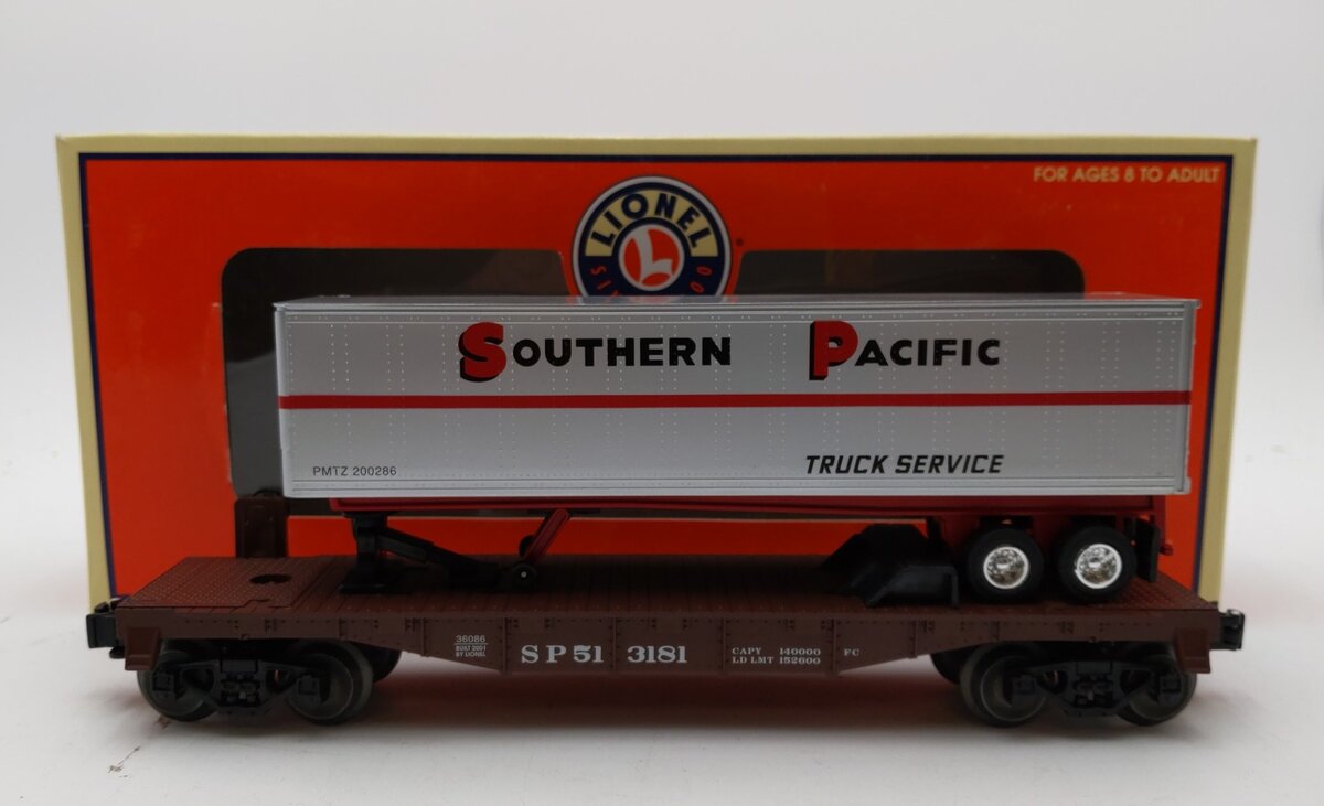 Lionel 6-36086 O Gauge Southern Pacific Flatcar #3181 with Trailer