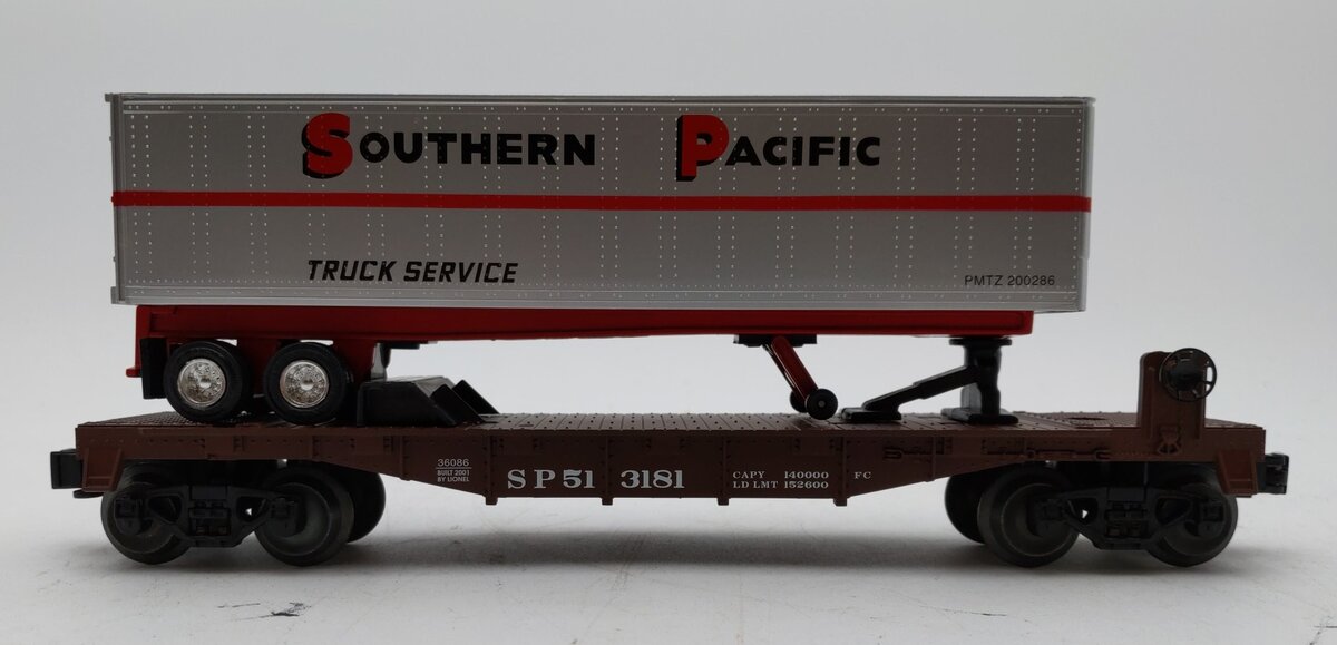 Lionel 6-36086 O Gauge Southern Pacific Flatcar #3181 with Trailer