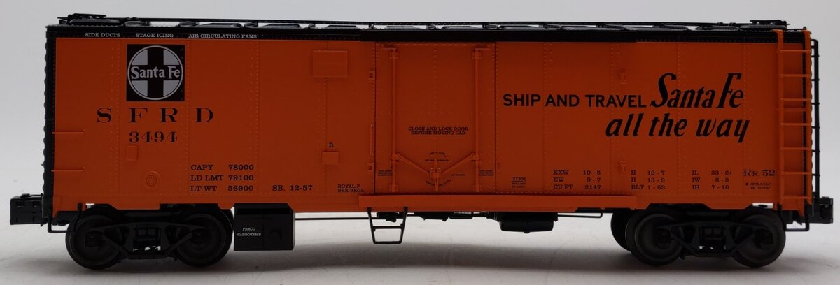 Lionel 6-27306 O Gauge Santa Fe Steel-Sided Refrigerator Car #3494