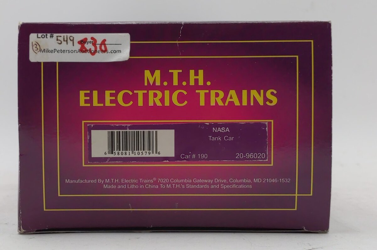 MTH 20-96020 O NASA Unibody Single Dome Tank Car #190 LN/Box