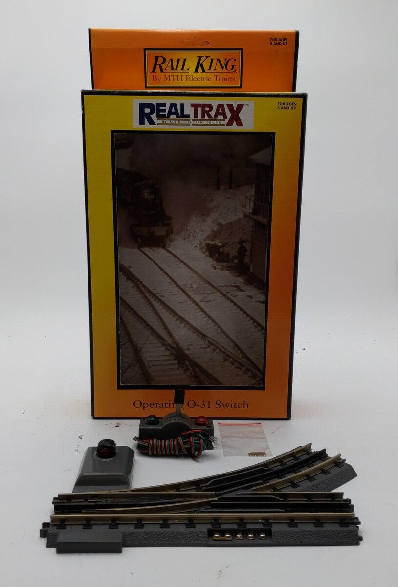 MTH 40-1005 O31 RealTrax Nickel Silver Left Hand Remote Switch Turnout LN/Box
