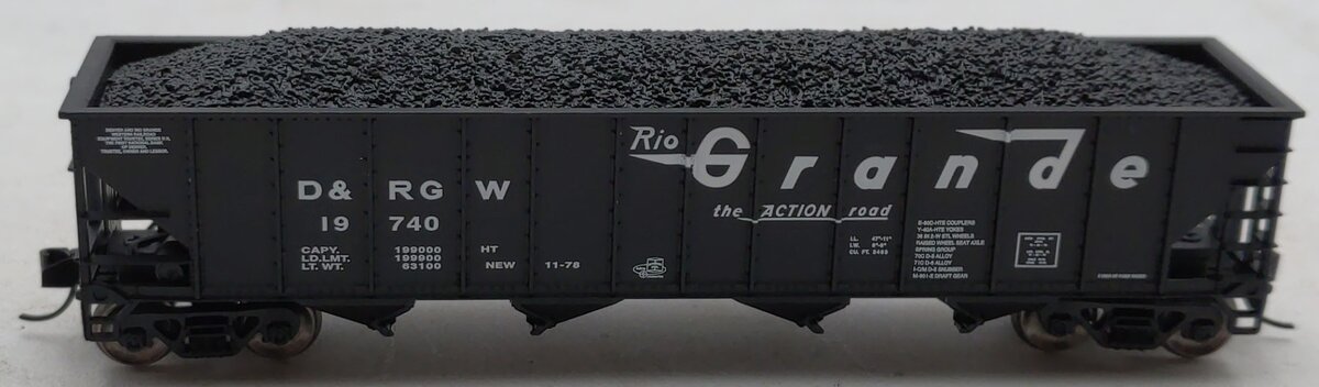 Trainworx Inc 2401-29 N D&RGW 100T Quad Hopper #19740