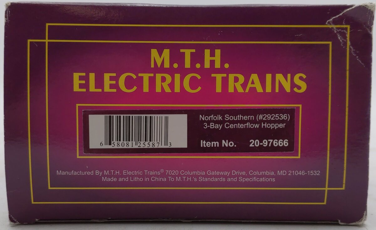 MTH 20-97666 Norfolk Southern 3-Bay Centerflow Hopper