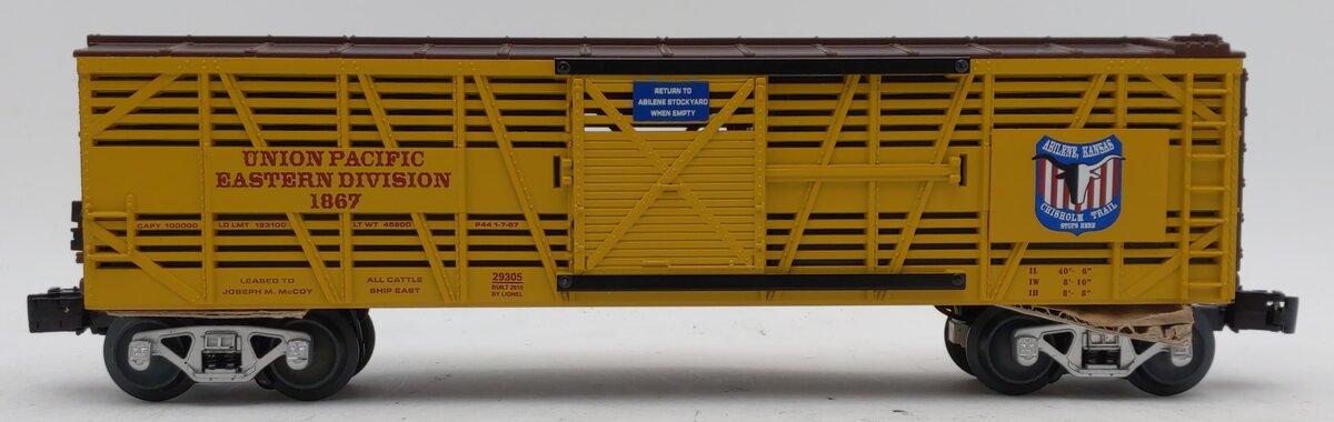 Lionel 6-29305 O Gauge Joseph McCoy "Chisholm Trail" Stock Car w/Sounds #1867