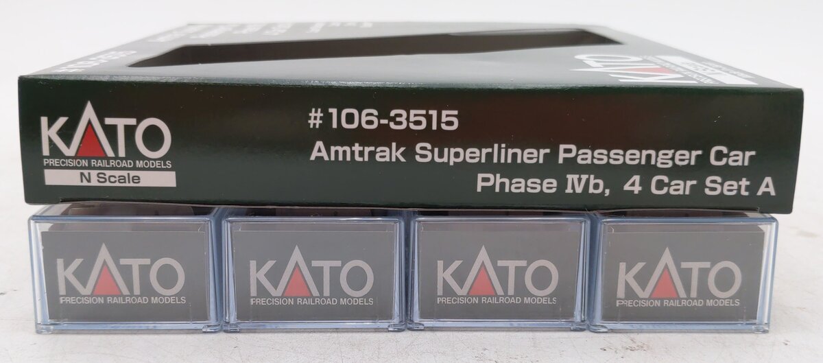 Kato 106-3515 N Scale Amtrak Superliner Phase Ivb Passenger Cars A (Set of 4) LN/Box
