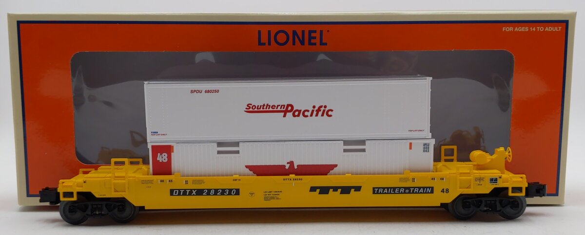 Lionel 2328320 O Trailer Train Maxi Stack with Container Load #28230