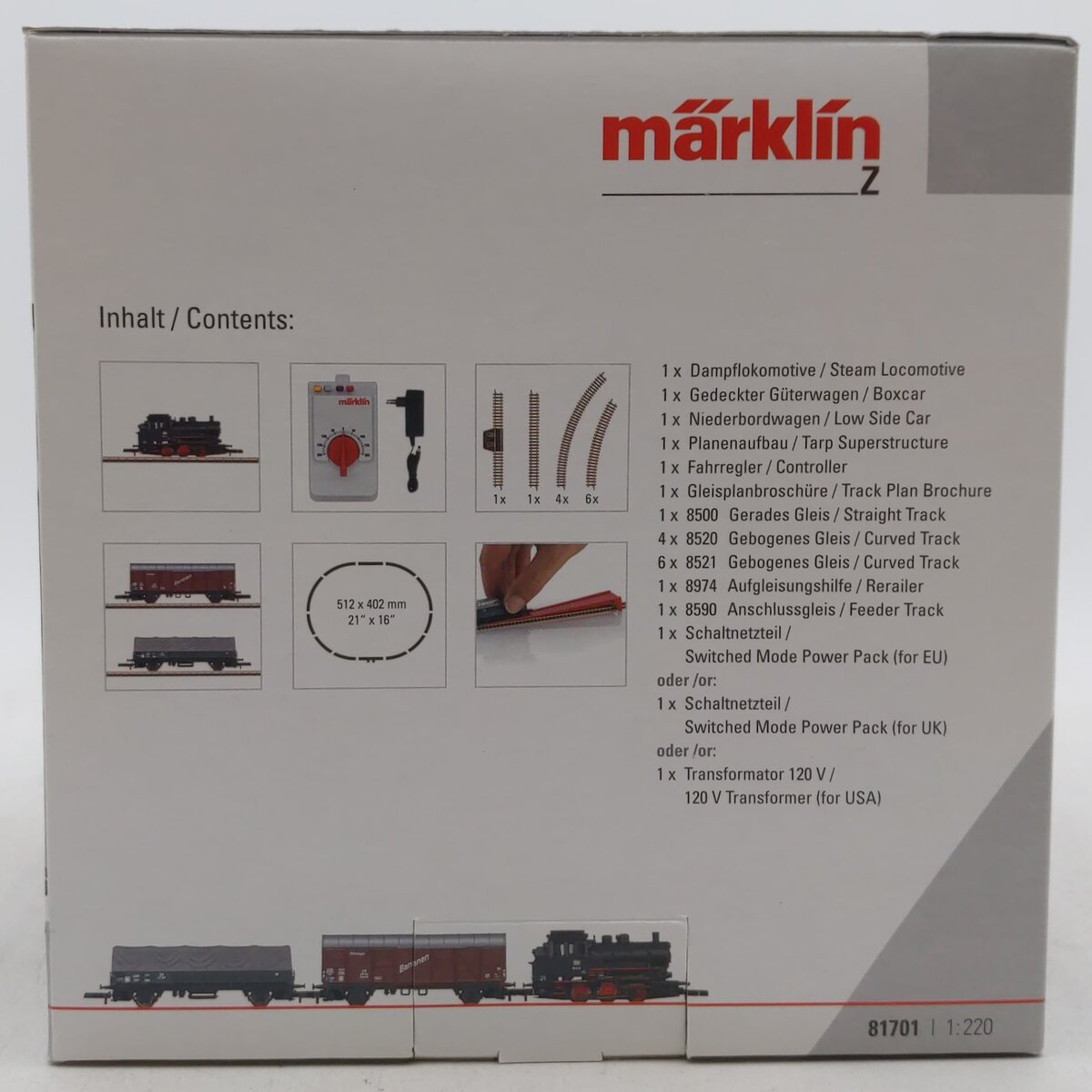 Marklin 81701 Z Gauge Steam Freight Train Set