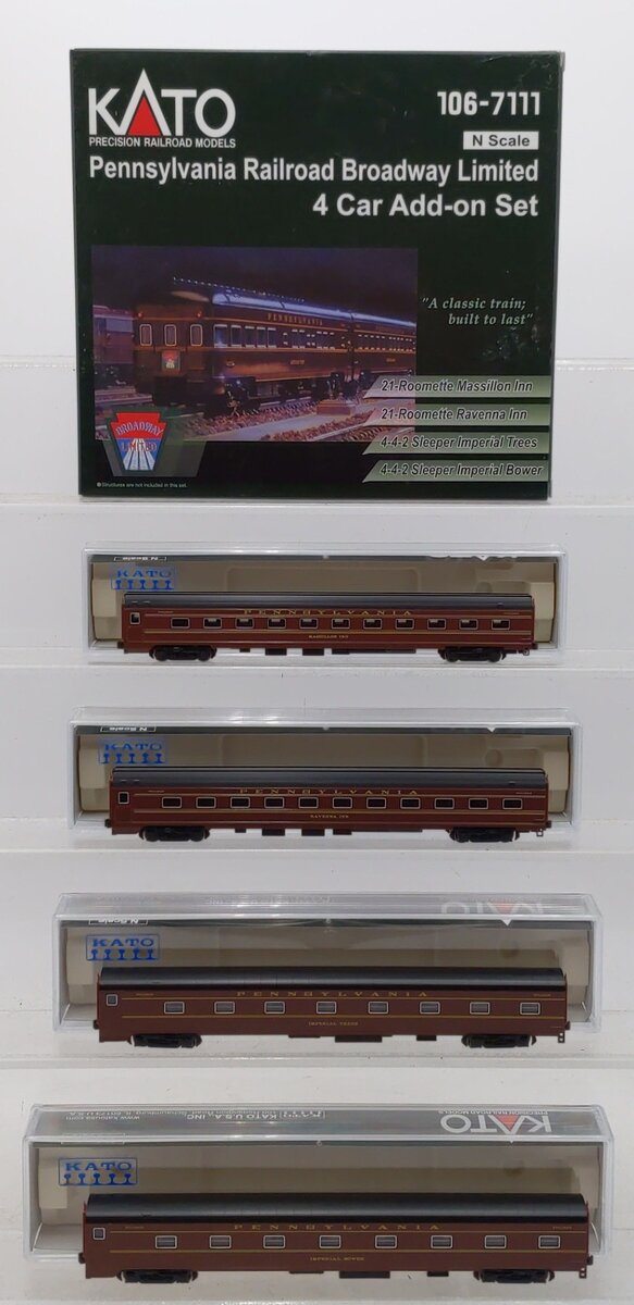 Kato 106-7111 N Scale Pennsylvania Broadway Limited Passenger Car Set (Set of 4)