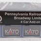 Kato 106-7111 N Scale Pennsylvania Broadway Limited Passenger Car Set (Set of 4)