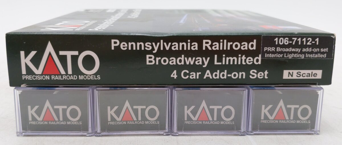 Kato 106-7112-1 N Pennsylvania Railroad 4-Car Add-on Set with Interior Lighting