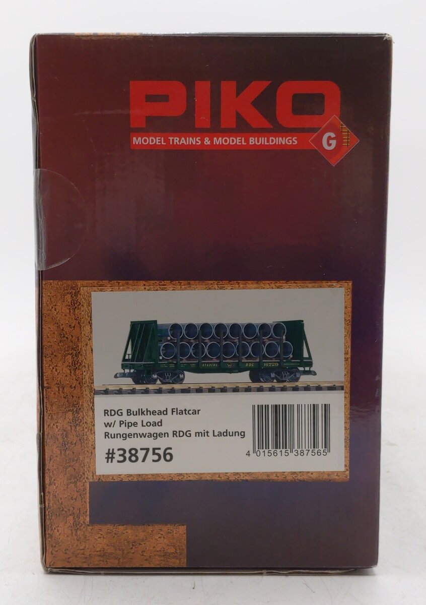 Piko 38756 G Reading Bulkhead Flatcar with Pipe Load