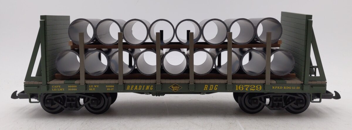 Piko 38756 G Reading Bulkhead Flatcar with Pipe Load