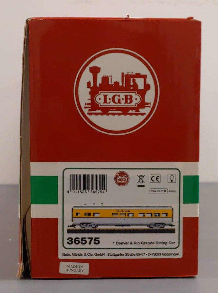 LGB 36575 G Denver & Rio Grande Era III Dining Car (Metal Wheels)