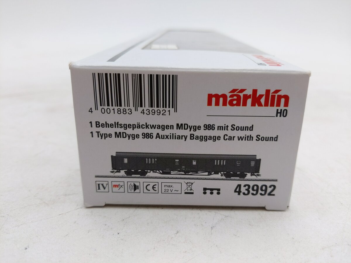 Marklin 43992 HO DB Type MDyge 986 Auxiliary Baggage Car with Sound