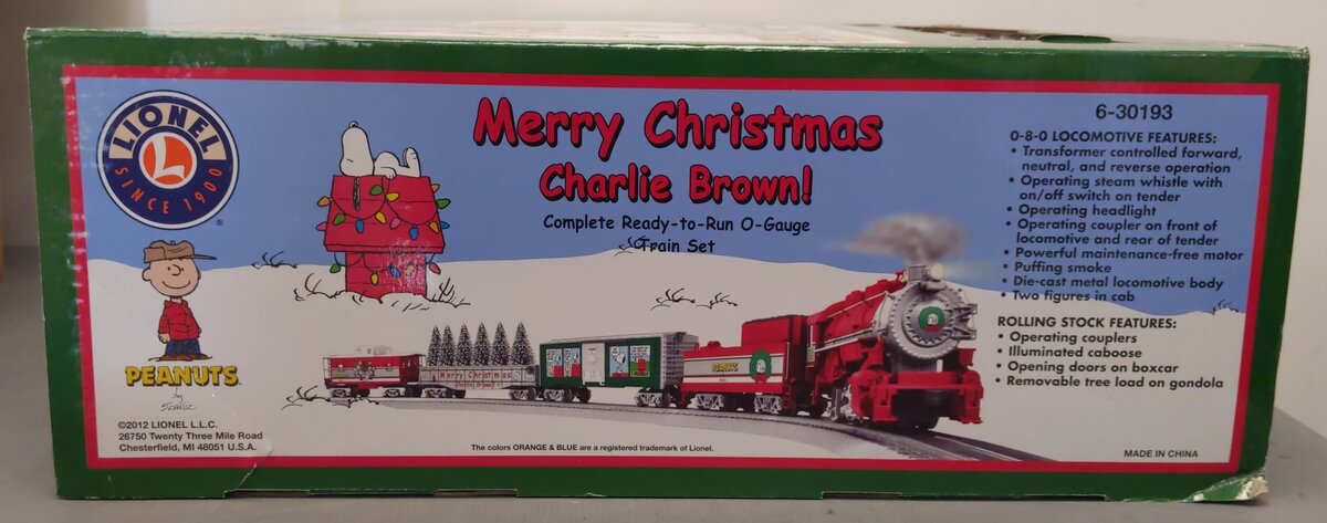 Lionel 6-30193 O Gauge Peanuts Christmas Steam Train Set