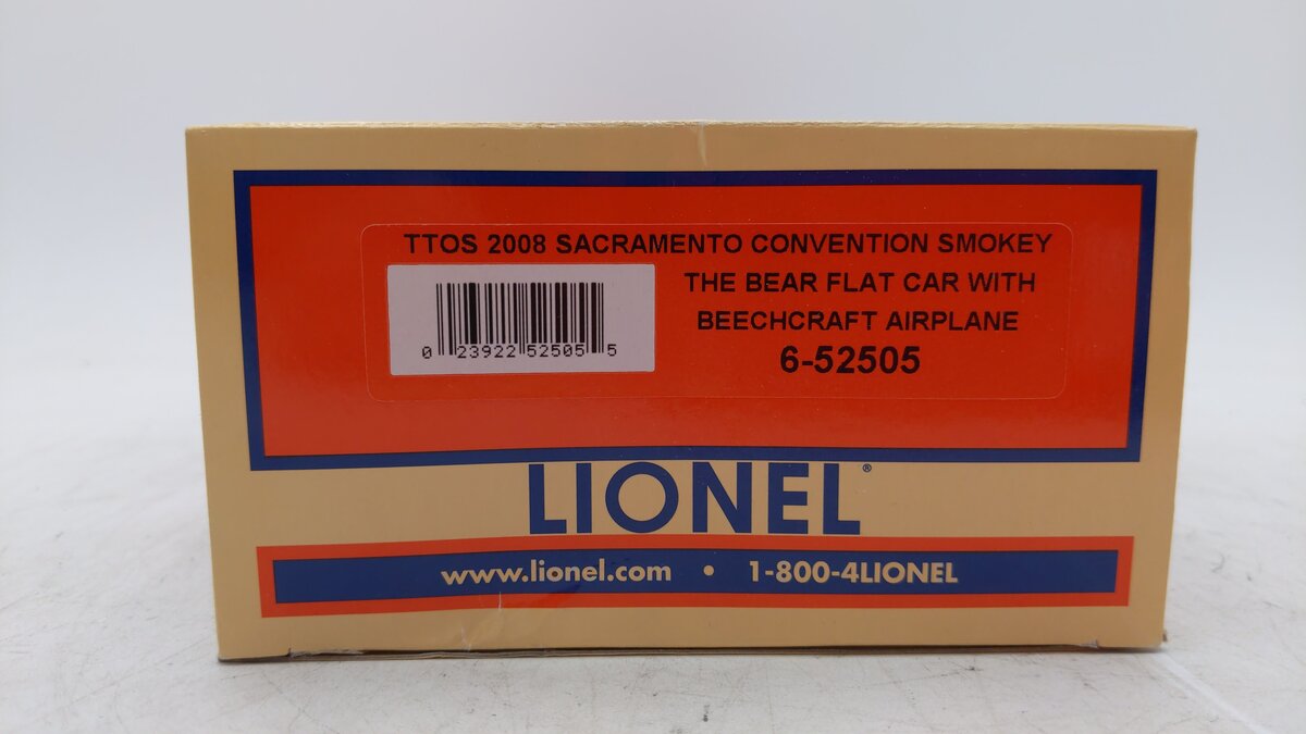 Lionel 6-52505 O TTOS-2008 Sacramento Convention Smokey The Bear Flatcar w/Plane NIB