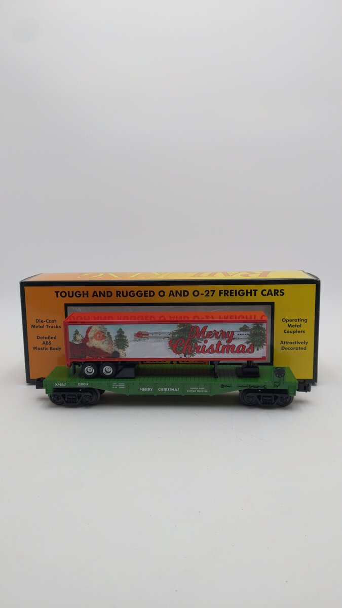 MTH 30-76687 O Christmas Flat Car with 40’ Trailer #120017