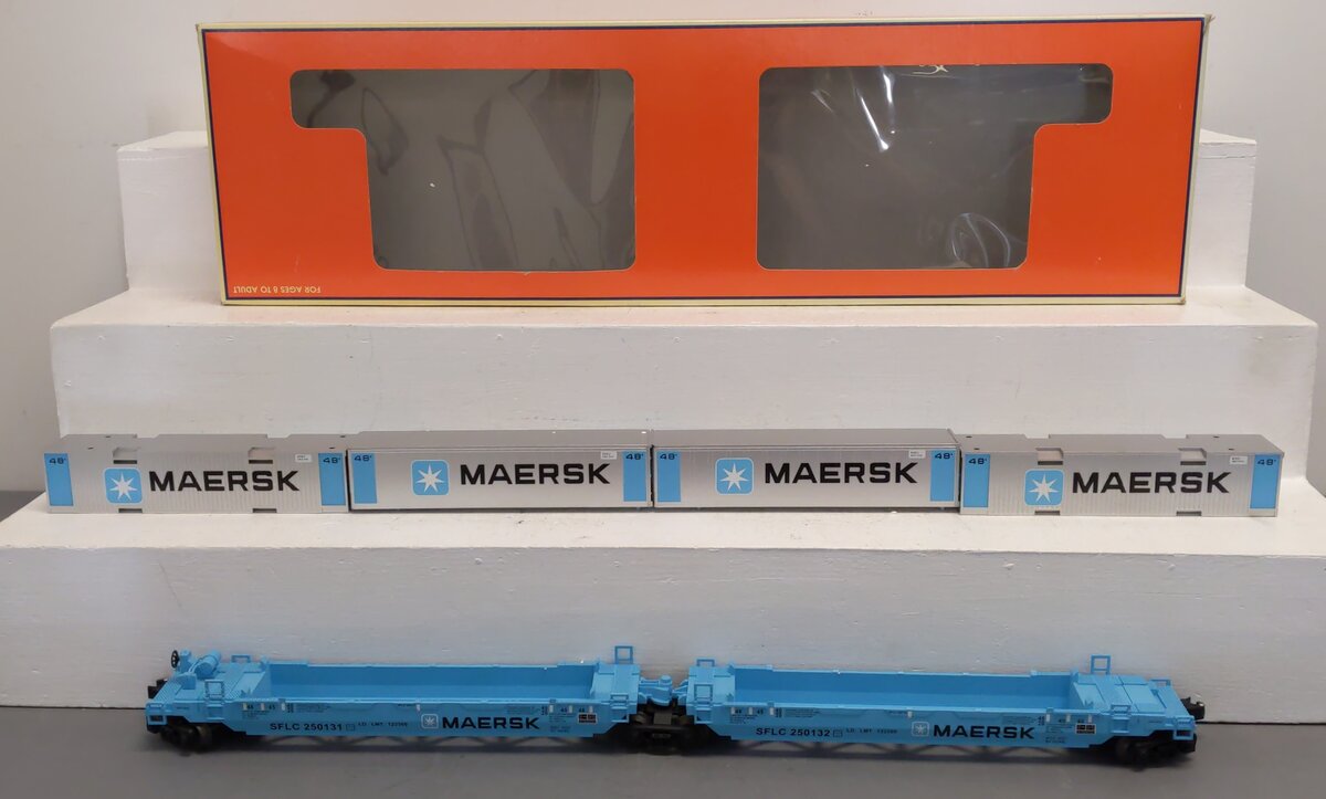 Lionel 6-36935 O Maersk Intermodal Maxi-Stack Car LN/Box