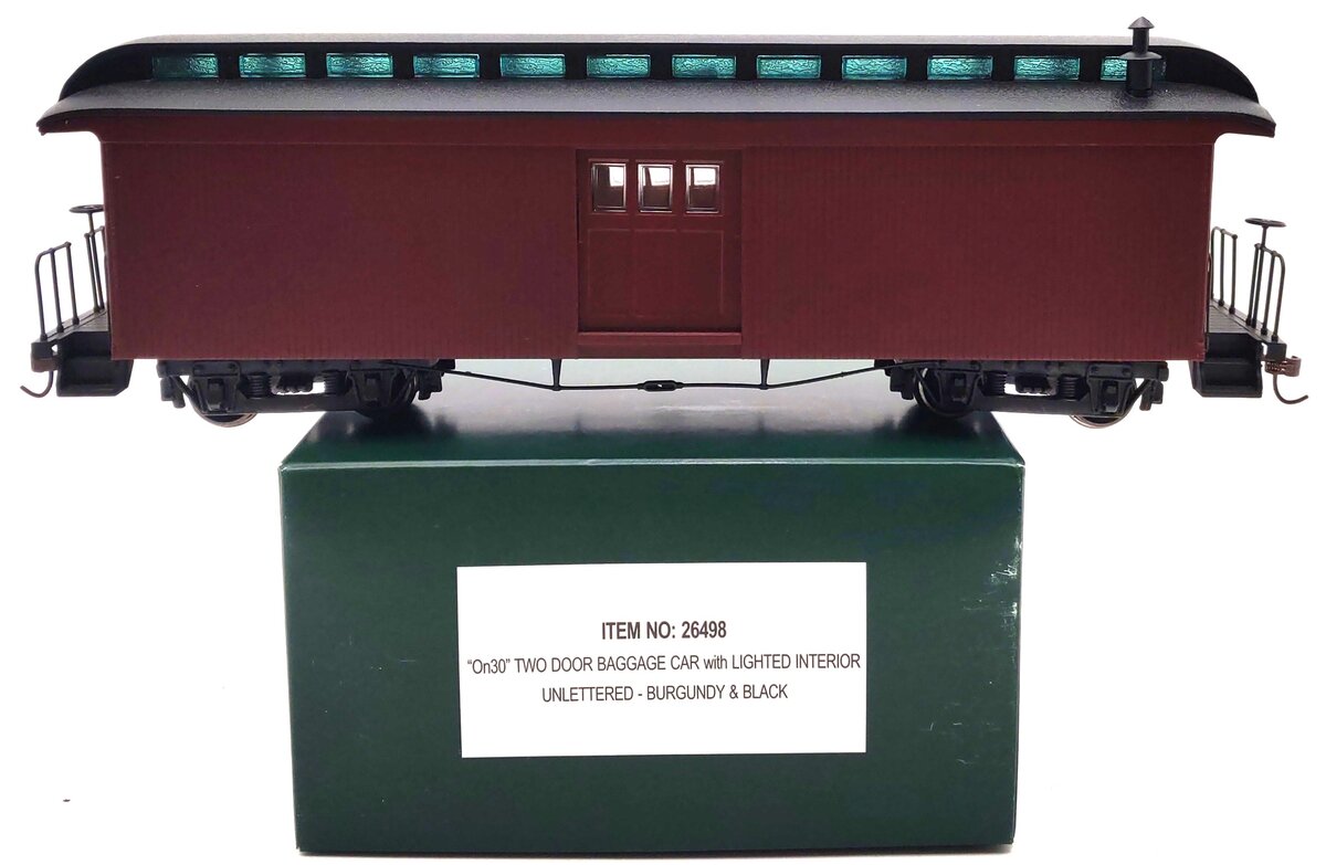 Bachmann 26498 On30 Painted & Unlettered Two-Door Baggage Car