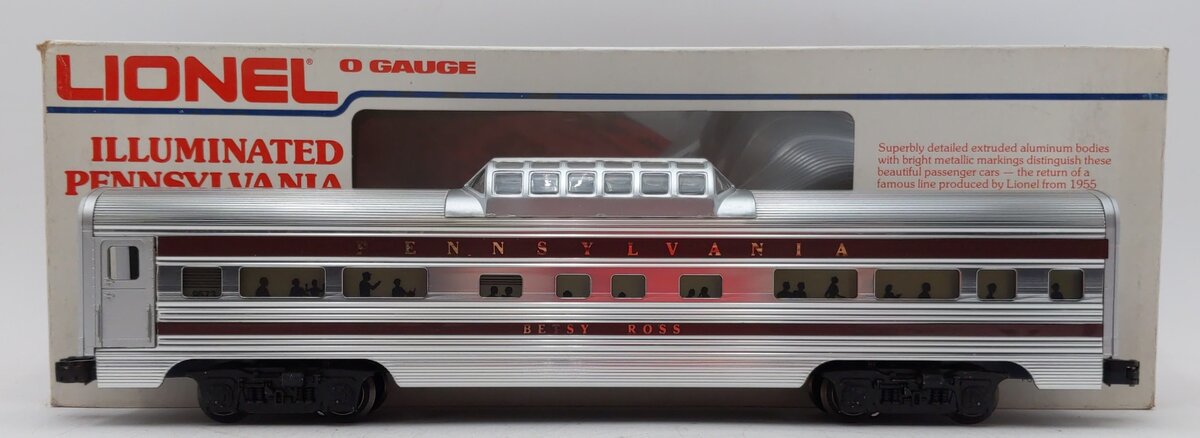 Lionel 6-9573 O Pennsylvania RR "Betsy Ross" Aluminum Vista Dome Passenger Car LN/Box