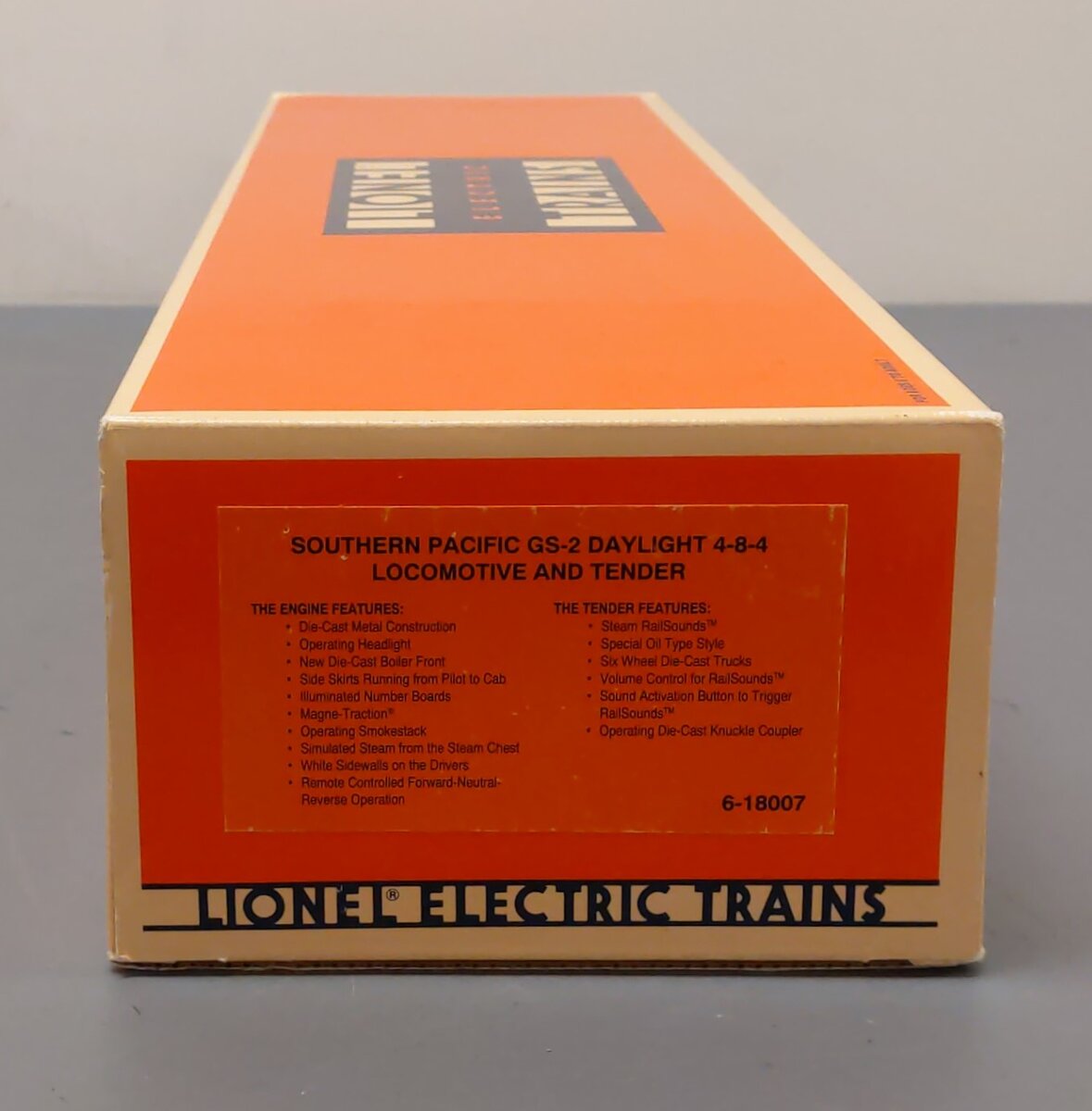 Lionel 6-18007 O Gauge SP Daylight 4-8-4 Steam Locomotive & Tender #4410 w/RS EX/Box