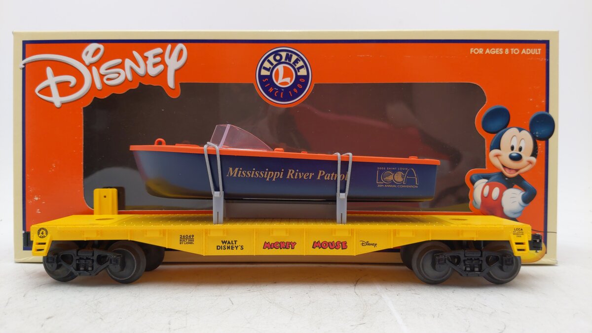 Lionel 6-26049 2005 LCCA Disney Flat w/Mississippi River Patrol Boat LN/Box