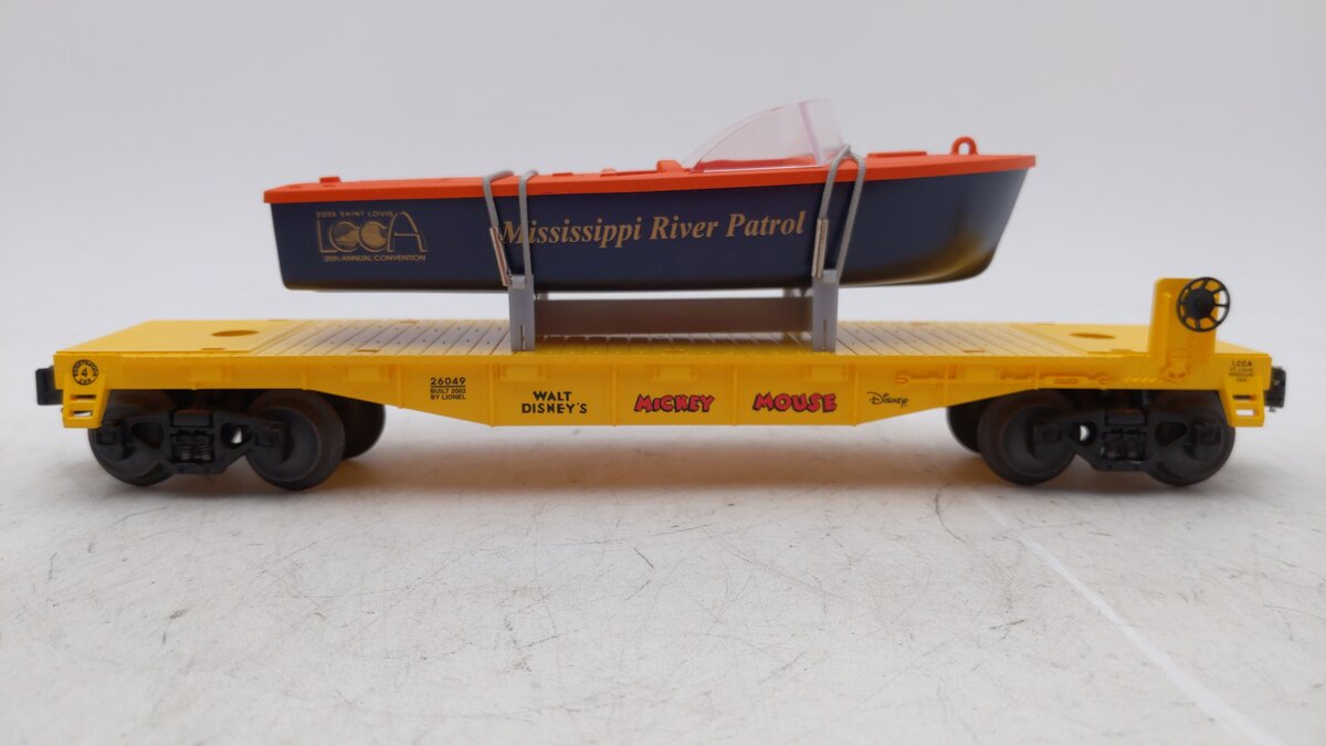 Lionel 6-26049 2005 LCCA Disney Flat w/Mississippi River Patrol Boat LN/Box