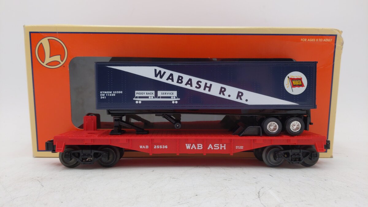 Lionel 6-36065 O Gauge Wabash Flatcar w/ Trailer