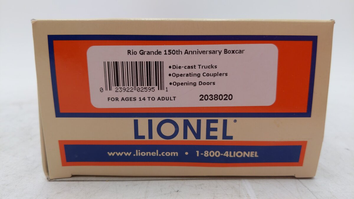 Lionel 2038020 O Gauge Rio Grande 150th Anniversary Boxcar