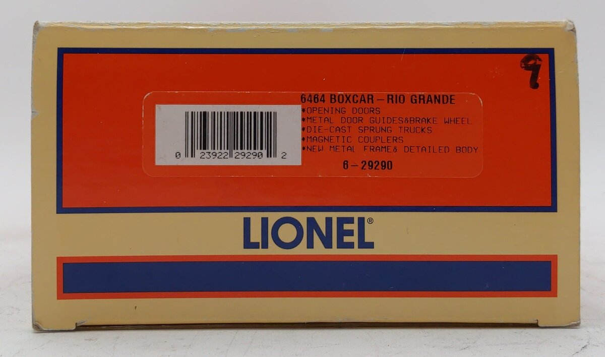 Lionel 6-29290 O Gauge Denver & Rio Grande Western Boxcar #6464-650 EX/Box