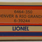 Lionel 6-39244 O Gauge Denver & Rio Grande Boxcar #6464 LN/Box