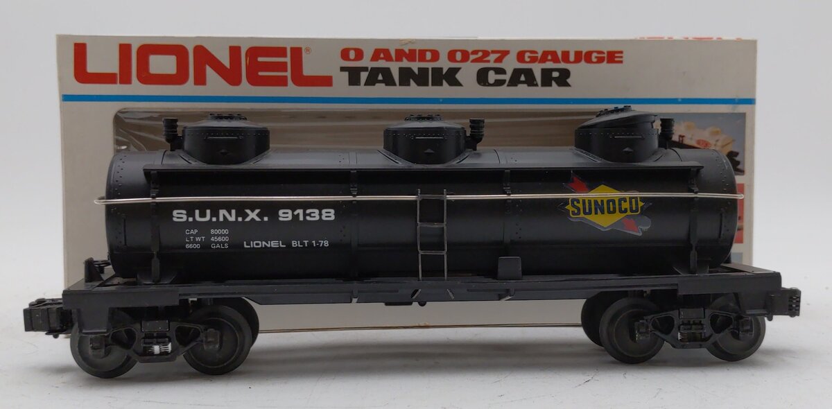Lionel 6-9138 O Gauge Sunoco Triple Dome Black Tank Car