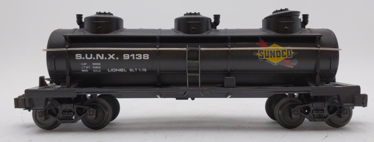 Lionel 6-9138 O Gauge Sunoco Triple Dome Black Tank Car