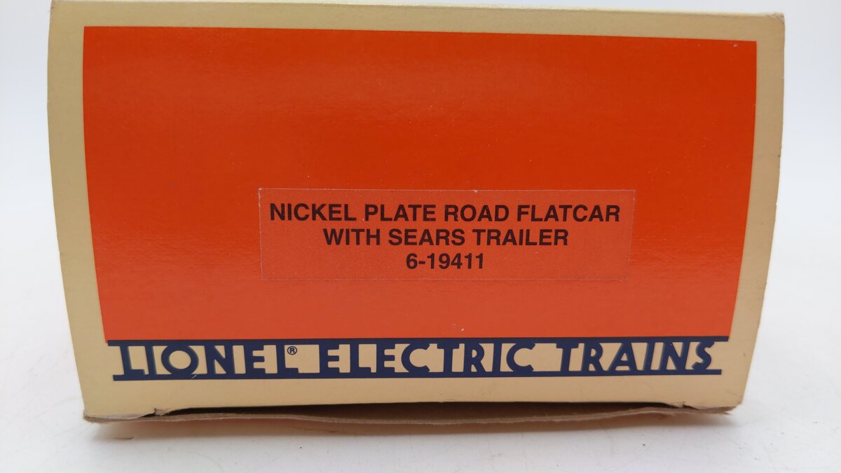 Lionel 6-19411 O Gauge Nickel Plate Road Flatcar w/Sears Trailer EX/Box