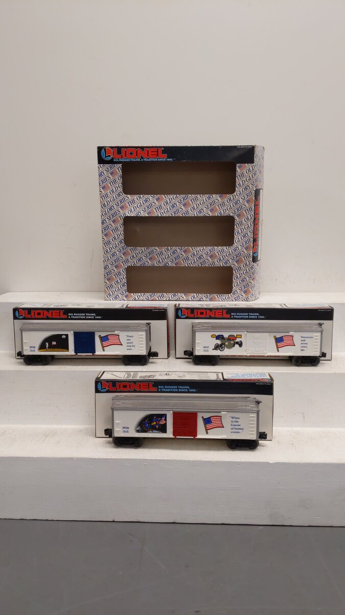 Lionel 6-19599 O Gauge Old Glory Series Boxcars (Set of 3) NIB