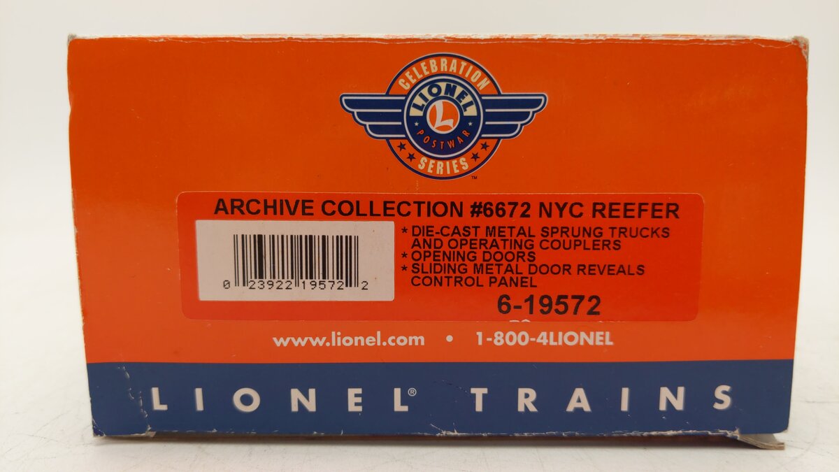 Lionel 6-19572 O Gauge Archive Collection PWC New York Central Reefer #6672 NIB