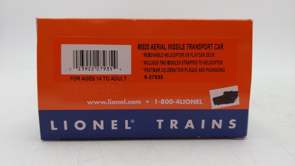 Lionel 6-27935 O Gauge Flat Car w/ Helicopter & Little John Rockets #6820